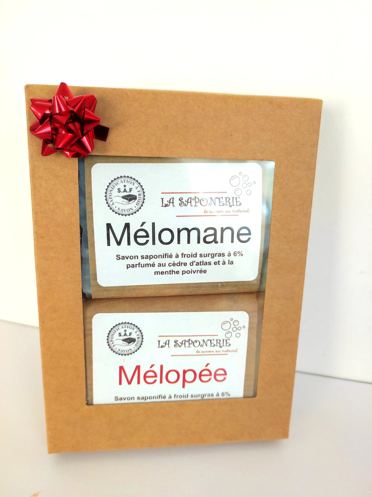 Coffret de deux savons artisanaux Moussaillon de La Saponerie, surgras à 6%, naturel et sans parfum.