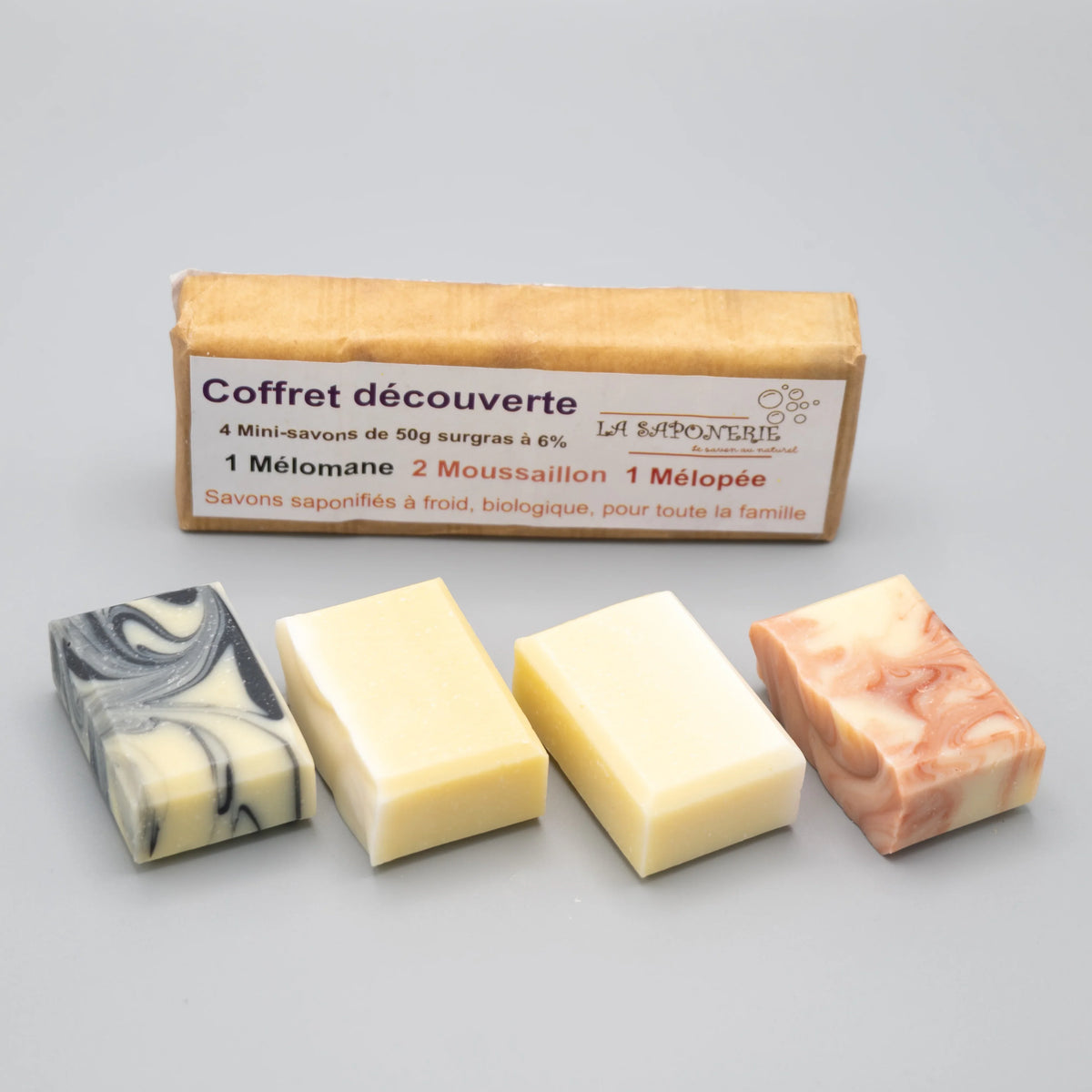 Savon artisanal Moussaillon de La Saponerie, surgras à 6%, naturel et sans parfum.